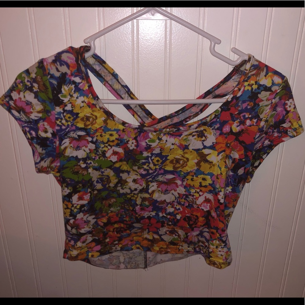 NWOT Crossed Back Floral Tee